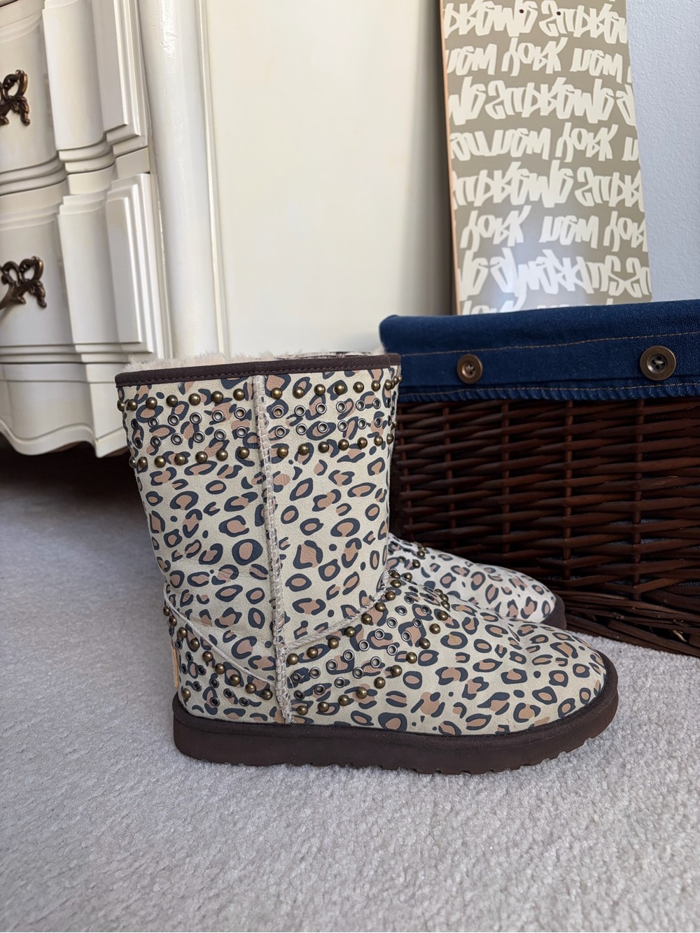Ugg & Jimmy Choo Studded Leopard Print Boots